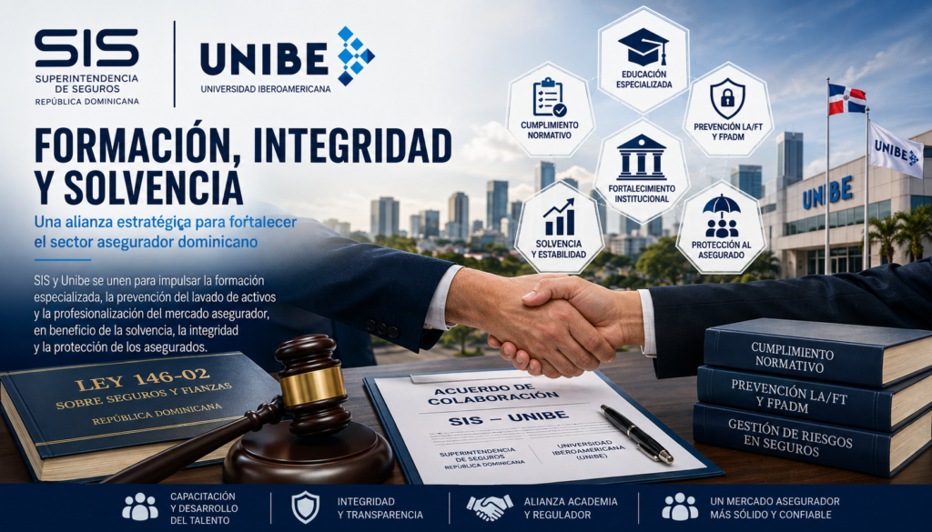 Seguros, Unibe, formación especializada del sector asegurador, prevención de lavado de activos, sector asegurador dominicano, C. Constantin Poindexter Salcedo, Janus Assurance Re
