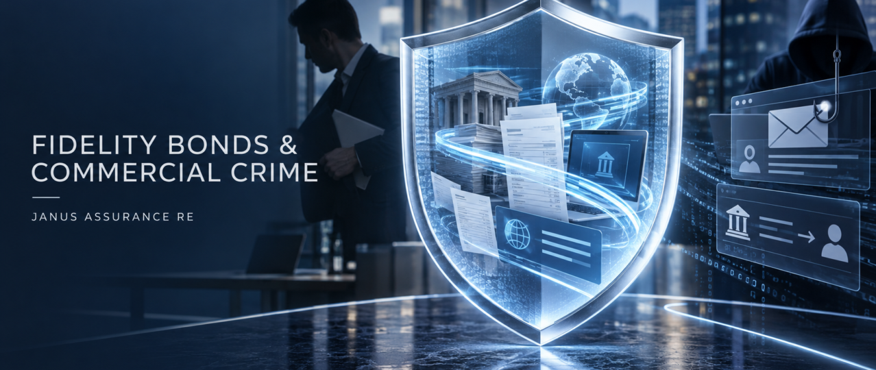 Janus Assurance Re fidelity bond and commercial crime insurance protecting businesses against employee theft, email impersonation and fraudulent transfers.